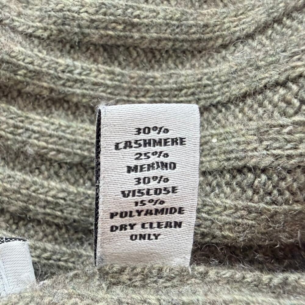 Autumn Cashmere Green Ribbed Sweater Medium Open Wrap Cocoon Cashmere Wool - Picture 6 of 8